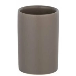 WENKO Gobelet Salle De Bain Polaris, Porte Brosse à Dent, Céramique, ø7,5x11 Cm, Taupe Mat