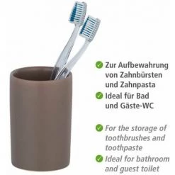 WENKO Gobelet Salle De Bain Polaris, Porte Brosse à Dent, Céramique, ø7,5x11 Cm, Taupe Mat 7 WENKO Gobelet Salle De Bain Polaris, Porte Brosse à Dent, Céramique, ø7,5x11 Cm, Taupe Mat -WENKO Soldes 16527335 3