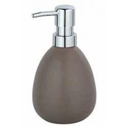 WENKO Distributeur Savon Liquide Polaris, Capacité 390 Ml, Céramique, 10x16,5x9,4 Cm, Taupe Mat