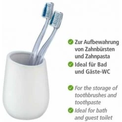 WENKO Porte Brosse à Dents Badi, Gobelet En Céramique à Surface Mate, Gobelet Salle De Bain Pour Le Rangement De Brosses à Dents Et Du Dentifrice, Céramique, Ø 8x11 cm, Blanc Mat 9 WENKO Porte Brosse à Dents Badi, Gobelet En Céramique à Surface Mate, Gobelet Salle De Bain Pour Le Rangement De Brosses à Dents Et Du Dentifrice, Céramique, Ø 8x11 cm, Blanc Mat -WENKO Soldes 16527352 3