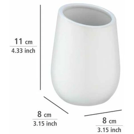 WENKO Porte Brosse à Dents Badi, Gobelet En Céramique à Surface Mate, Gobelet Salle De Bain Pour Le Rangement De Brosses à Dents Et Du Dentifrice, Céramique, Ø 8x11 cm, Blanc Mat 6 WENKO Porte Brosse à Dents Badi, Gobelet En Céramique à Surface Mate, Gobelet Salle De Bain Pour Le Rangement De Brosses à Dents Et Du Dentifrice, Céramique, Ø 8x11 cm, Blanc Mat – Image 4