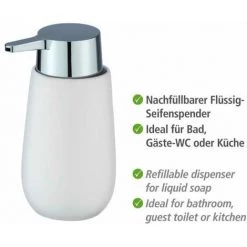 WENKO Distributeur Savon Liquide Badi, Capacité 320 Ml, Céramique, 9,5x16x8 Cm, Blanc Mat 9 WENKO Distributeur Savon Liquide Badi, Capacité 320 Ml, Céramique, 9,5x16x8 Cm, Blanc Mat -WENKO Soldes 16527353 3