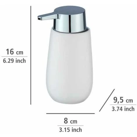 WENKO Distributeur Savon Liquide Badi, Capacité 320 Ml, Céramique, 9,5x16x8 Cm, Blanc Mat 6 WENKO Distributeur Savon Liquide Badi, Capacité 320 Ml, Céramique, 9,5x16x8 Cm, Blanc Mat – Image 4