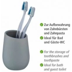 WENKO Porte Brosse à Dents Badi, Gobelet En Céramique à Surface Mate, Gobelet Salle De Bain Pour Le Rangement De Brosses à Dents Et Du Dentifrice, Céramique, Ø 8x11 cm, Gris Mat 9 WENKO Porte Brosse à Dents Badi, Gobelet En Céramique à Surface Mate, Gobelet Salle De Bain Pour Le Rangement De Brosses à Dents Et Du Dentifrice, Céramique, Ø 8x11 cm, Gris Mat -WENKO Soldes 16527356 3