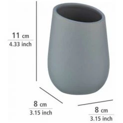 WENKO Porte Brosse à Dents Badi, Gobelet En Céramique à Surface Mate, Gobelet Salle De Bain Pour Le Rangement De Brosses à Dents Et Du Dentifrice, Céramique, Ø 8x11 cm, Gris Mat 10 WENKO Porte Brosse à Dents Badi, Gobelet En Céramique à Surface Mate, Gobelet Salle De Bain Pour Le Rangement De Brosses à Dents Et Du Dentifrice, Céramique, Ø 8x11 cm, Gris Mat -WENKO Soldes 16527356 4