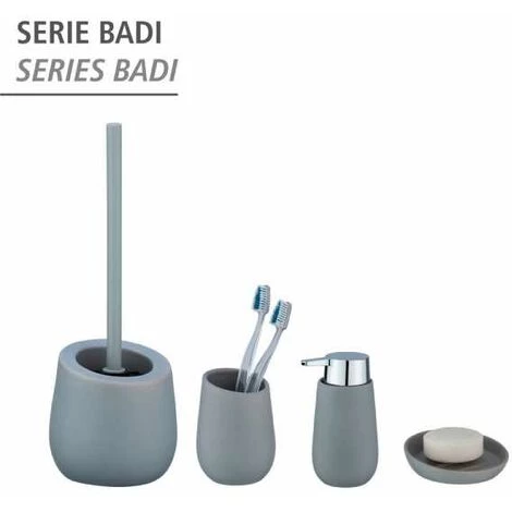 WENKO Porte Brosse à Dents Badi, Gobelet En Céramique à Surface Mate, Gobelet Salle De Bain Pour Le Rangement De Brosses à Dents Et Du Dentifrice, Céramique, Ø 8x11 cm, Gris Mat 7 WENKO Porte Brosse à Dents Badi, Gobelet En Céramique à Surface Mate, Gobelet Salle De Bain Pour Le Rangement De Brosses à Dents Et Du Dentifrice, Céramique, Ø 8x11 cm, Gris Mat – Image 5
