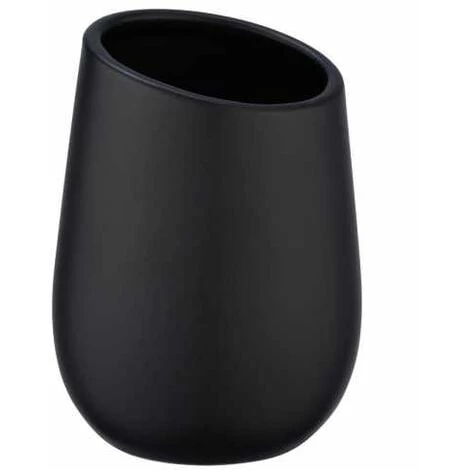 WENKO Porte Brosse à Dents Badi, Gobelet En Céramique à Surface Mate, Gobelet Salle De Bain Pour Le Rangement De Brosses à Dents Et Du Dentifrice, Céramique, Ø 8x11 cm, Noir Mat 3 WENKO Porte Brosse à Dents Badi, Gobelet En Céramique à Surface Mate, Gobelet Salle De Bain Pour Le Rangement De Brosses à Dents Et Du Dentifrice, Céramique, Ø 8x11 cm, Noir Mat