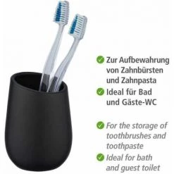 WENKO Porte Brosse à Dents Badi, Gobelet En Céramique à Surface Mate, Gobelet Salle De Bain Pour Le Rangement De Brosses à Dents Et Du Dentifrice, Céramique, Ø 8x11 cm, Noir Mat 9 WENKO Porte Brosse à Dents Badi, Gobelet En Céramique à Surface Mate, Gobelet Salle De Bain Pour Le Rangement De Brosses à Dents Et Du Dentifrice, Céramique, Ø 8x11 cm, Noir Mat -WENKO Soldes 16527361 3