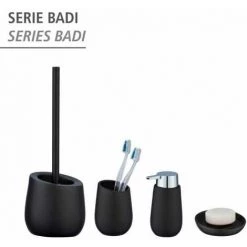 WENKO Porte Brosse à Dents Badi, Gobelet En Céramique à Surface Mate, Gobelet Salle De Bain Pour Le Rangement De Brosses à Dents Et Du Dentifrice, Céramique, Ø 8x11 cm, Noir Mat 11 WENKO Porte Brosse à Dents Badi, Gobelet En Céramique à Surface Mate, Gobelet Salle De Bain Pour Le Rangement De Brosses à Dents Et Du Dentifrice, Céramique, Ø 8x11 cm, Noir Mat -WENKO Soldes 16527361 5
