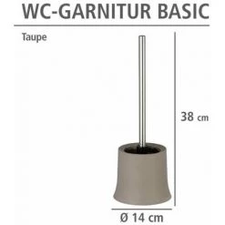 WENKO Brosse WC Basic, Brosse WC Noire, Excellent Rapport Qualité/Prix, Polypropylène, 14x38x14 Cm, Taupe -WENKO Soldes 16527375 4