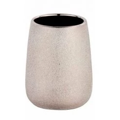 WENKO Gobelet Salle De Bain Glimma, Porte Brosse à Dent, Céramique Effet Paillette, Ø 8,5x10,5 Cm, Cuivré