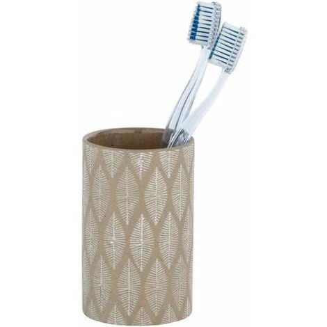 WENKO Porte Brosse à Dent Tupian, Gobelet Salle De Bain, Céramique, Ø 7x12 Cm, Beige 4 WENKO Porte Brosse à Dent Tupian, Gobelet Salle De Bain, Céramique, Ø 7x12 Cm, Beige – Image 2