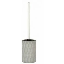 WENKO Porte Brosse WC Tupian, Brosse WC Noire, Céramique, Ø 10x43 Cm, Gris