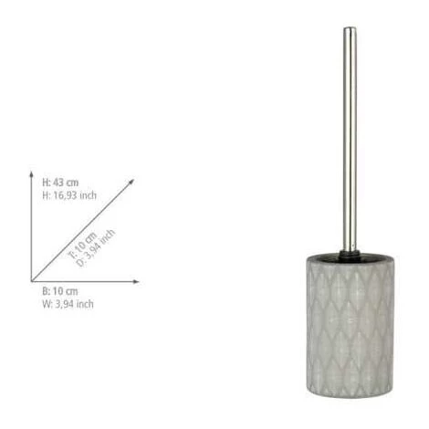 WENKO Porte Brosse WC Tupian, Brosse WC Noire, Céramique, Ø 10x43 Cm, Gris 5 WENKO Porte Brosse WC Tupian, Brosse WC Noire, Céramique, Ø 10x43 Cm, Gris – Image 3