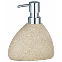 WENKO Distributeur Savon Liquide Pion, Capacité 360 Ml, Céramique, 11,5x14,5x9 Cm, Beige
