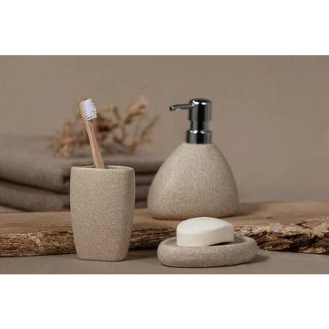 WENKO Distributeur Savon Liquide Pion, Capacité 360 Ml, Céramique, 11,5x14,5x9 Cm, Beige 5 WENKO Distributeur Savon Liquide Pion, Capacité 360 Ml, Céramique, 11,5x14,5x9 Cm, Beige – Image 3