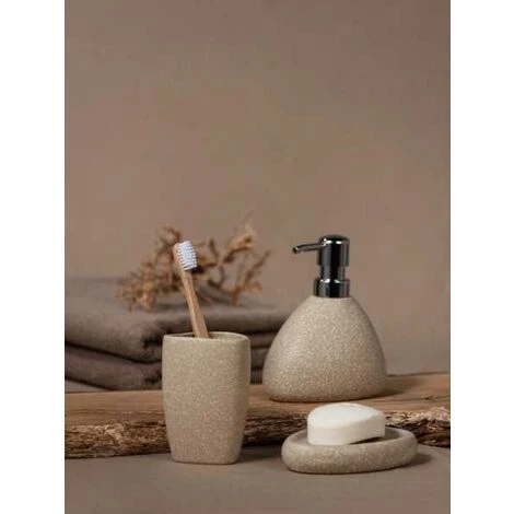 WENKO Distributeur Savon Liquide Pion, Capacité 360 Ml, Céramique, 11,5x14,5x9 Cm, Beige 7 WENKO Distributeur Savon Liquide Pion, Capacité 360 Ml, Céramique, 11,5x14,5x9 Cm, Beige – Image 5