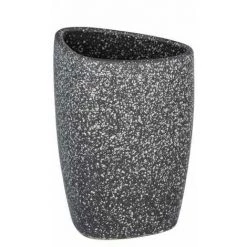 WENKO Gobelet Salle De Bain Pion, Porte Brosse à Dent, Céramique, 7,6x10,9x7,4 Cm, Gris