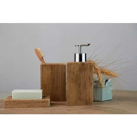 WENKO Distributeur Savon Liquide Marla, Capacité 350 Ml, Polyrésine Effet Bois, 7x16,5x5 Cm, Marron 6 WENKO Distributeur Savon Liquide Marla, Capacité 350 Ml, Polyrésine Effet Bois, 7x16,5x5 Cm, Marron – Image 4