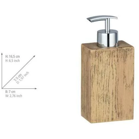 WENKO Distributeur Savon Liquide Marla, Capacité 350 Ml, Polyrésine Effet Bois, 7x16,5x5 Cm, Marron 7 WENKO Distributeur Savon Liquide Marla, Capacité 350 Ml, Polyrésine Effet Bois, 7x16,5x5 Cm, Marron – Image 5