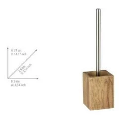 WENKO Porte Brosse WC Marla, Brosse WC Silicone Noire, Polyrésine Effet Bois, 9x37x9 Cm, Marron -WENKO Soldes 16527412 3