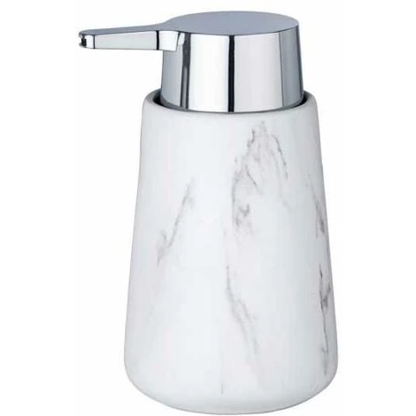 WENKO Distributeur Savon Liquide Adrada, Capacité 330 Ml, Céramique Aspect Marbre, 10,5x15x8,5 Cm, Blanc - Gris 3 WENKO Distributeur Savon Liquide Adrada, Capacité 330 Ml, Céramique Aspect Marbre, 10,5x15x8,5 Cm, Blanc - Gris