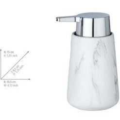 WENKO Distributeur Savon Liquide Adrada, Capacité 330 Ml, Céramique Aspect Marbre, 10,5x15x8,5 Cm, Blanc - Gris 7 WENKO Distributeur Savon Liquide Adrada, Capacité 330 Ml, Céramique Aspect Marbre, 10,5x15x8,5 Cm, Blanc - Gris -WENKO Soldes 16527415 3