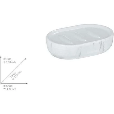WENKO Porte Savon Adrada, Porte Savon Céramique Aspect Marbre, 12x3x8 Cm, Gris - Blanc 6 WENKO Porte Savon Adrada, Porte Savon Céramique Aspect Marbre, 12x3x8 Cm, Gris - Blanc – Image 4