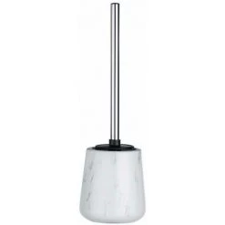 WENKO Brosse WC Adrada, Brosse WC Silicone Noire, Marbre, Ø 12 Cmx39 Cm, Gris - Blanc -WENKO Soldes 16527419 2