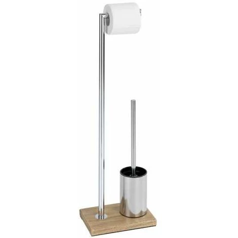 WENKO Serviteur WC 2en1 Marla, Brosse WC Et Dérouleur Papier Toilette, Acier - Polyrésine Effet Bois, 22x74x15 Cm, Chromé - Marron 3 WENKO Serviteur WC 2en1 Marla, Brosse WC Et Dérouleur Papier Toilette, Acier - Polyrésine Effet Bois, 22x74x15 Cm, Chromé - Marron