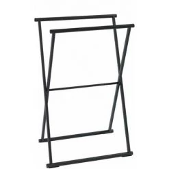 WENKO Porte-serviettes Salle De Bain Sur Pied Lava, Porte Serviette Pliable, Acier Verni , 53,5x80,5x35 Cm, Noir Mat