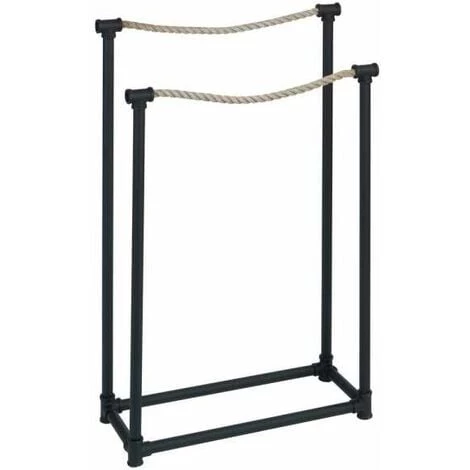 WENKO Porte Serviette Salle De Bain Sur Pied Osuna, Porte Serviette Noir, Métal - Corde, 50,5x85,5x20 Cm, Noir 2 WENKO Porte Serviette Salle De Bain Sur Pied Osuna, Porte Serviette Noir, Métal - Corde, 50,5x85,5x20 Cm, Noir