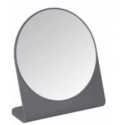 WENKO Miroir Rond Salle De Bain Marcon, Petit Miroir Sur Pied à Poser, Plastique, Ø17 Cm, Anthracite