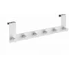 WENKO Patère De Porte à Suspendre Celano, 6 Crochets De Porte Pour Les Serviettes Ou Les Manteaux, Fixation Sans Perçage, Acier, 39x11x5,5 Cm, Blanc