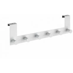 WENKO Patère De Porte à Suspendre Celano, 6 Crochets De Porte Pour Les Serviettes Ou Les Manteaux, Fixation Sans Perçage, Acier, 39x11x5,5 Cm, Blanc