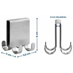 WENKO Crochet Double De Paroi De Douche Vieste Duo, Crochet Paroi De Douche Pour Suspendre Peignoirs Et Serviettes, Acier Inoxydable, 5,5x6x7 Cm, Mat -WENKO Soldes 16527493 4