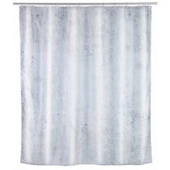 WENKO Rideau De Douche Original Concrete, Rideau De Douche Lavable En Machine Et Waterproof, 12 Anneaux Rideau De Douche En Plastique Blanc Inclus, 100% Polyester Effet Béton, 180x200 Cm, Gris