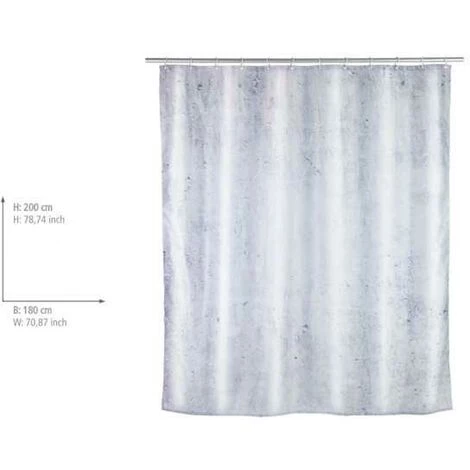 WENKO Rideau De Douche Original Concrete, Rideau De Douche Lavable En Machine Et Waterproof, 12 Anneaux Rideau De Douche En Plastique Blanc Inclus, 100% Polyester Effet Béton, 180x200 Cm, Gris 4 WENKO Rideau De Douche Original Concrete, Rideau De Douche Lavable En Machine Et Waterproof, 12 Anneaux Rideau De Douche En Plastique Blanc Inclus, 100% Polyester Effet Béton, 180x200 Cm, Gris – Image 2