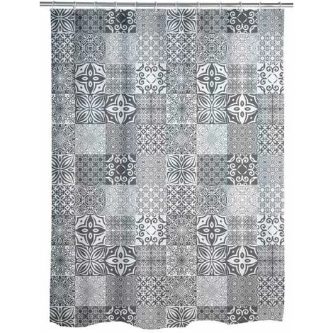 WENKO Rideau De Douche Original Portugal, Rideau De Douche 180x200 Cm, Lavable En Machine Et Waterproof, 12 Anneaux Rideau De Douche En Plastique Blanc Inclus, Polyester, 180x200 Cm, Gris - Blanc 3 WENKO Rideau De Douche Original Portugal, Rideau De Douche 180x200 Cm, Lavable En Machine Et Waterproof, 12 Anneaux Rideau De Douche En Plastique Blanc Inclus, Polyester, 180x200 Cm, Gris - Blanc