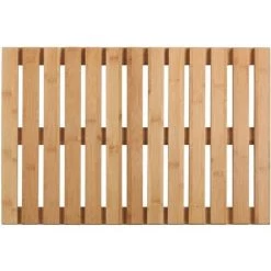 WENKO Caillebotis Douche Bois, Caillebotis Exterieur, Tapis Bambou Salle De Bain, Bambou, 40x60 Cm, Marron