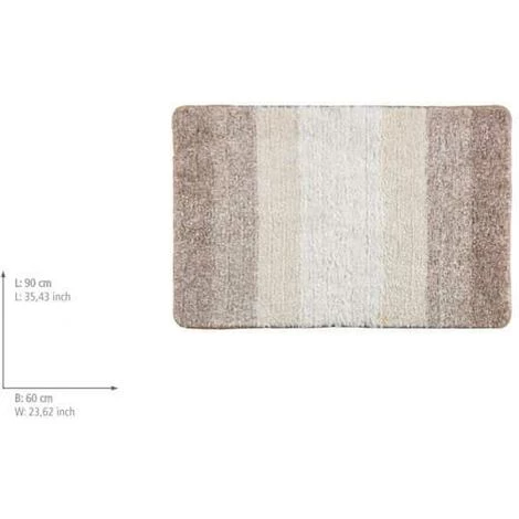 WENKO Tapis De Bain Luso, Tapis Salle De Bain Antidérapant, épaisseur 18 Mm, Polyester Microfibre, 90x60 Cm, Beige 5 WENKO Tapis De Bain Luso, Tapis Salle De Bain Antidérapant, épaisseur 18 Mm, Polyester Microfibre, 90x60 Cm, Beige – Image 3