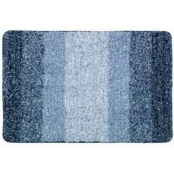 WENKO Tapis De Bain Luso, Tapis Salle De Bain Antidérapant, épaisseur 18 Mm, Polyester Microfibre, 90x60 Cm, Bleu