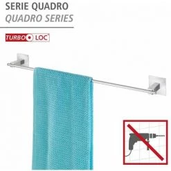 WENKO Porte Serviette Salle De Bain Mural Quadro, Barre Porte Serviette Fixation Sans Perçage Turbo-Loc®, Acier Inox, 64x6,5x7 Cm, Mat 6 WENKO Porte Serviette Salle De Bain Mural Quadro, Barre Porte Serviette Fixation Sans Perçage Turbo-Loc®, Acier Inox, 64x6,5x7 Cm, Mat -WENKO Soldes 16527544 2