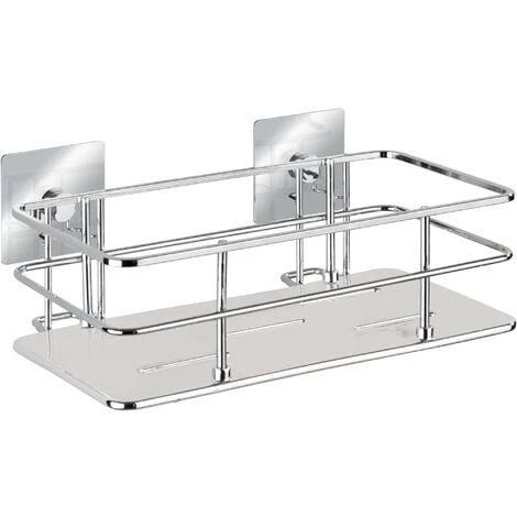 WENKO Etagère De Douche Quadro, Panier De Douche Fixation Sans Perçage Turbo-Loc®, Acier Inox, 24x10x14,5 Cm, Brillant 3 WENKO Etagère De Douche Quadro, Panier De Douche Fixation Sans Perçage Turbo-Loc®, Acier Inox, 24x10x14,5 Cm, Brillant