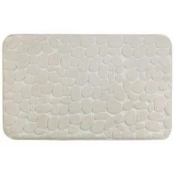 WENKO Tapis De Bain Mémoire De Forme Pebbles, Tapis Salle De Bain Antidérapant, Polyester, 50x80 Cm, Beige