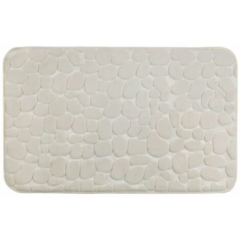 WENKO Tapis De Bain Mémoire De Forme Pebbles, Tapis Salle De Bain Antidérapant, Polyester, 50x80 Cm, Beige 3 WENKO Tapis De Bain Mémoire De Forme Pebbles, Tapis Salle De Bain Antidérapant, Polyester, 50x80 Cm, Beige