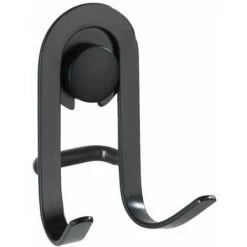 WENKO Crochet Mural Porte Serviette Classic Plus, Crochet Porte Manteaux, Acier Antirouille, 5,5x8,5x4 Cm, Noir