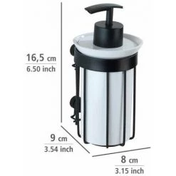 WENKO Distributeur De Savon Liquide Mural Classic Plus, Capacité 185 Ml, Acier Antirouille - Plastique, 9x16,5x8 Cm, Noir - Blanc -WENKO Soldes 16527567 5
