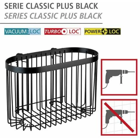 WENKO Etagère De Douche Classic Plus, Panier De Douche Fixation Murale, Acier Antirouille, 26,5x16,5x14,5 Cm, Noir 4 WENKO Etagère De Douche Classic Plus, Panier De Douche Fixation Murale, Acier Antirouille, 26,5x16,5x14,5 Cm, Noir – Image 2