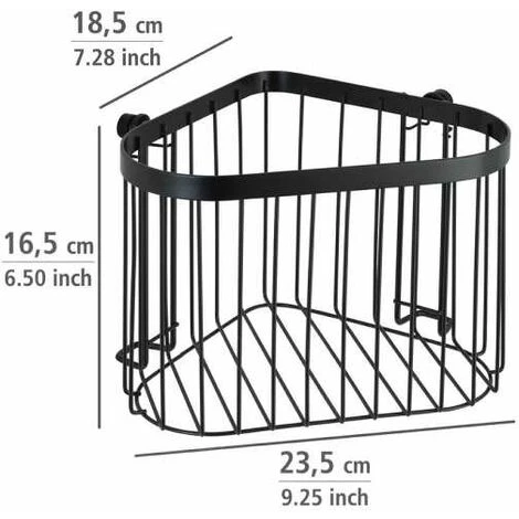 WENKO Étagère D'angle De Douche Classic Plus, Panier De Douche D'angle, Acier Antirouille, 23,5x16,5x18,5 Cm, Noir 7 WENKO Étagère D'angle De Douche Classic Plus, Panier De Douche D'angle, Acier Antirouille, 23,5x16,5x18,5 Cm, Noir – Image 5
